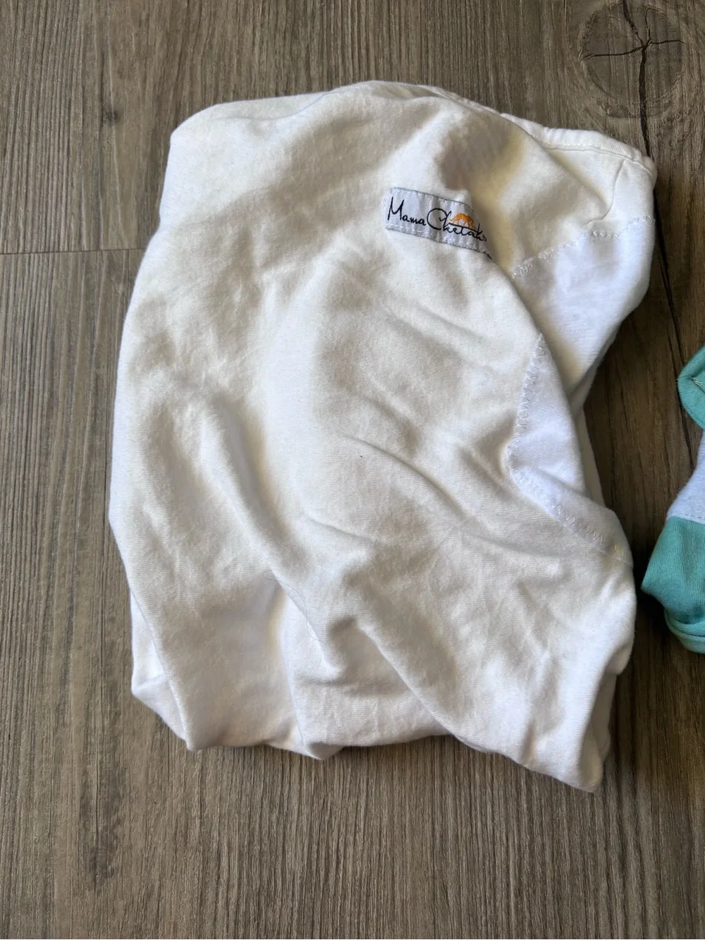 Source Unknown White and Teal Kids Mittens